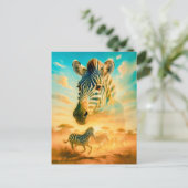 Double Exposure Portret van Zebra Feestdagenkaart (Staand voorkant)