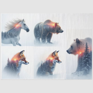 Double exposure Wild animal bundle Tissuepapier