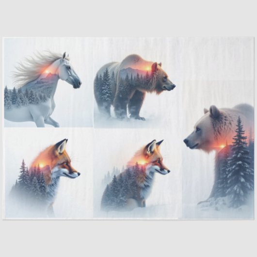 Double exposure Wild animal bundle Tissuepapier (Voorkant)