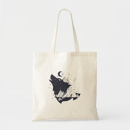 Double Exposure Wolf Canvas tas, Wolf berg Tote Bag (Voorkant)