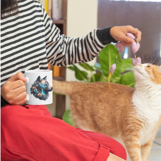 Double Exposure Wolf en Natuur landschap Koffiemok