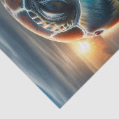 Double Exposure Zee Schildpad Decoupage | oceaan Tissuepapier (Detail)