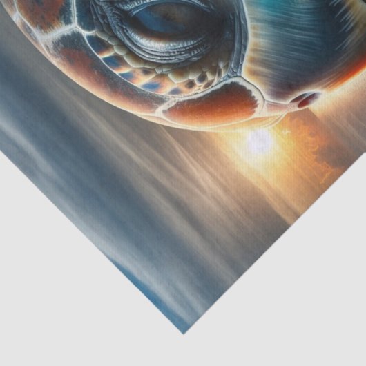 Double Exposure Zee Schildpad Decoupage | oceaan Tissuepapier (Detail)