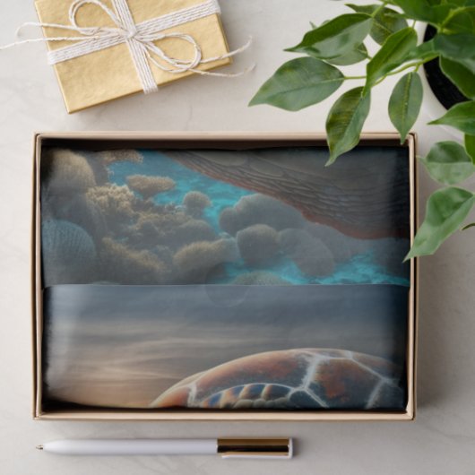 Double Exposure Zee Schildpad Decoupage | oceaan Tissuepapier (Geschenk)