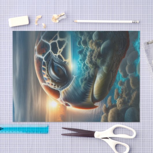 Double Exposure Zee Schildpad Decoupage | oceaan Tissuepapier (Craft)