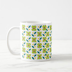 Double Flower Pattern Green Koffiemok