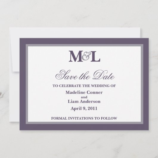 Double Frame Save The Date Aankondiging-pruim Kaart (Voorkant)