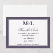 Double Frame Save The Date Aankondiging-pruim Kaart (Voorkant / Achterkant)