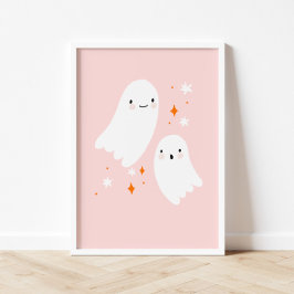 Double Ghost Pink Halloween Poster