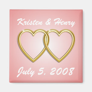 Double Gold Hearts Magnet