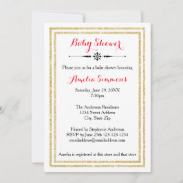Double Gold Trim - Baby shower Uitnodiging
