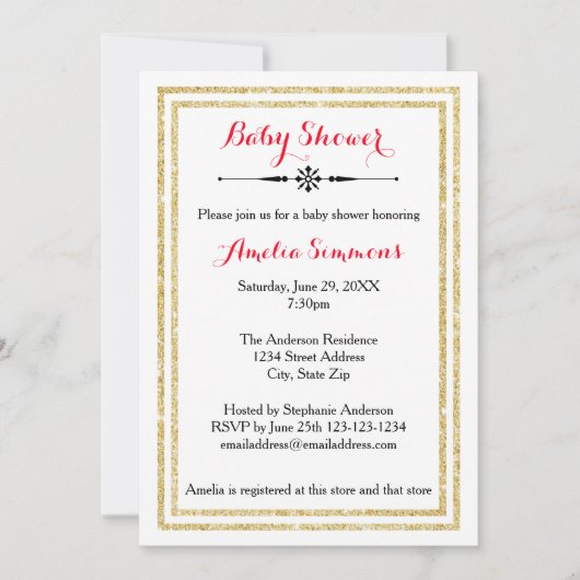 Double Gold Trim - Baby shower Uitnodiging (Voorkant)