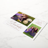 Double Graduation Luxury Rose Gold 2 Photos Stars Folie Uitnodiging (Gedraaid)