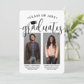 Double Graduation Party 2 Afgestudeerden 'Foto's J Kaart (Staand voorkant)