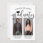 Double Graduation Party 2 Afgestudeerden 'Foto's J Kaart (Voorkant)