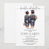 Double Graduation Party Uitnodiging voor twee meis (Voorkant / Achterkant)