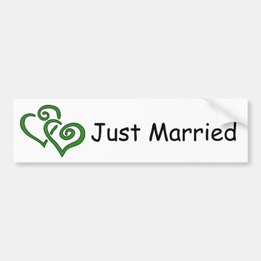 Double Green Hearts Net getrouwd Bumpersticker (Voorkant)