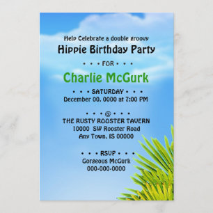 Double Groovy Birthday Party Invitation Kaart