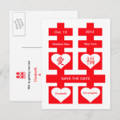 Double Happiness Chinees Bewaar de datum Briefkaar Aankondigingskaart (Voorkant / Achterkant)
