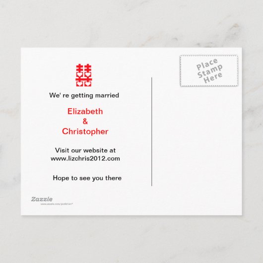 Double Happiness Chinees Bewaar de datum Briefkaar Aankondigingskaart (Achterkant)
