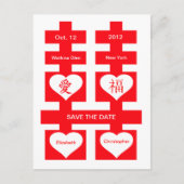 Double Happiness Chinees Bewaar de datum Briefkaar Aankondigingskaart (Voorkant)