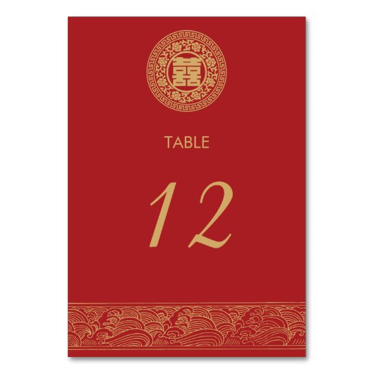 Double Happiness Chinese Trouwtafel Kaart (Voorkant)