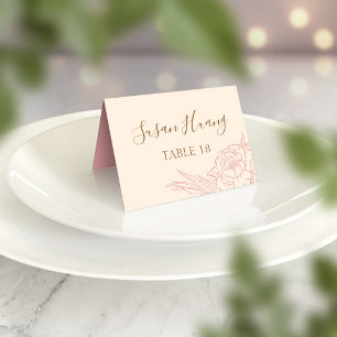 Double Happiness Peony Wedding Place Card Kaart