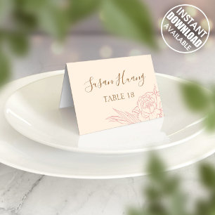 Double Happiness Peony Wedding Place Card Poster