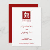 Double Happiness Save The Date Wedding Briefkaart (Voorkant / Achterkant)