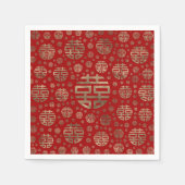 Double Happiness Symbool patroon - Goud op rood Servet (Voorkant)
