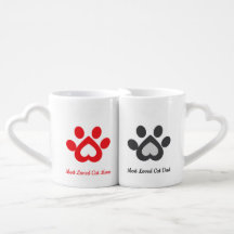 Double Heart Cat Paw with Quote, Name, Text 