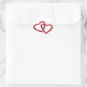 Double Heart Valentijnsdag Gift Ronde Sticker (Tas)