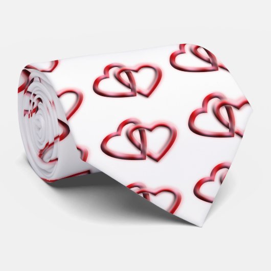 Double Heart Valentijnsdag Gift Stropdas (Opgerold)