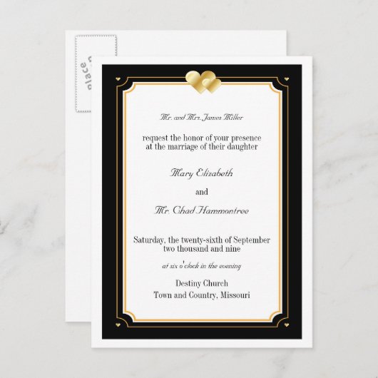 Double Hearts bruiloft uitnodiging (Voorkant / Achterkant)