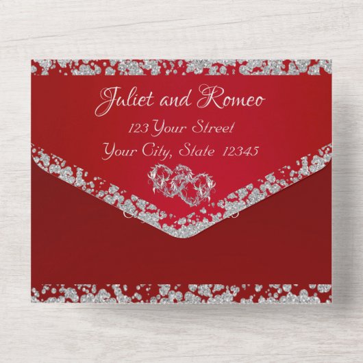 Double Hearts & Glitter beroemd gemaakt door Crims All In One Uitnodiging (Achterkant)