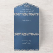 Double Hearts & Glitter - Blauw All In One Uitnodiging (Buitenkant)