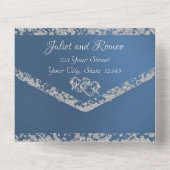 Double Hearts & Glitter - Blauw All In One Uitnodiging (Achterkant)