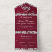 Double Hearts & Glitter - Bourgogne All In One Uitnodiging (Binnen)