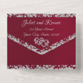 Double Hearts & Glitter - Bourgogne All In One Uitnodiging (Achterkant)