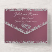 Double Hearts & Glitter - Lavendel All In One Uitnodiging (Achterkant)