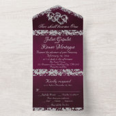 Double Hearts & Glitter - Paarse All In One Uitnodiging (Binnen)