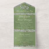 Double Hearts & Glitter - Sage All In One Uitnodiging (Binnen)