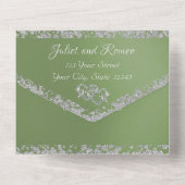 Double Hearts & Glitter - Sage All In One Uitnodiging (Achterkant)