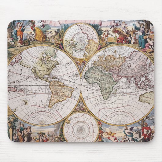 Double Hemisphere Polar Map Muismat (Voorkant)