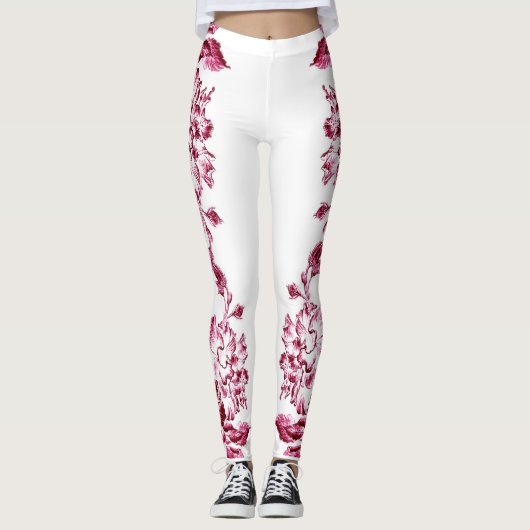 Double Hibiscus Pink Leggings (Voorkant)