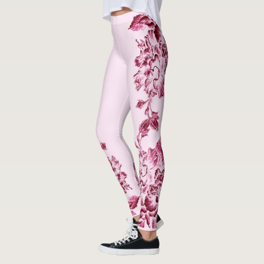 Double Hibiscus  Pink on Black  Leggings (Links)