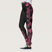 Double Hibiscus  Pink on Black  Leggings (Links)