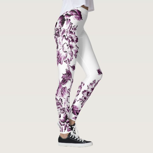 Double Hibiscus Purple  Leggings (Rechts)