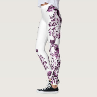 Double Hibiscus Purple  Leggings