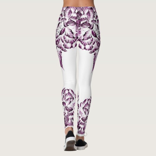 Double Hibiscus Purple  Leggings (Achterkant)